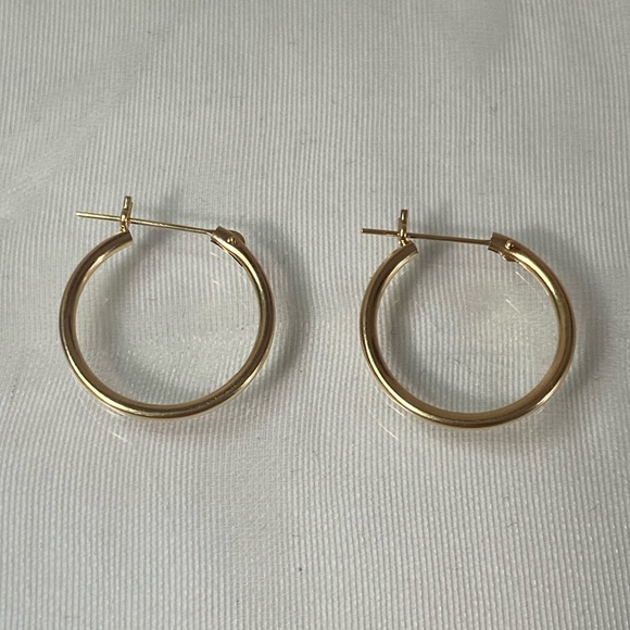 14K YELLOW GOLD classic small hoop earrings REAL GOLD - Picture 6 of 12
